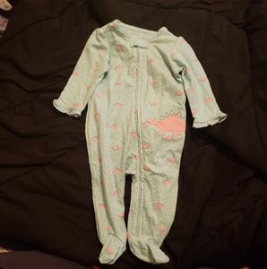 Carters Girls 6M Teal Pink Dino Zipped Sleeper
